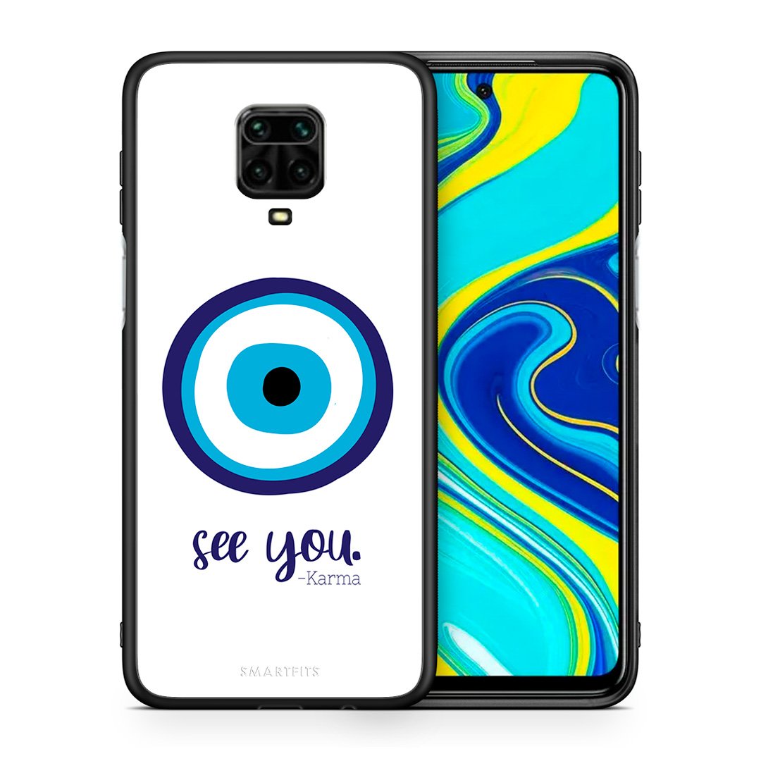 Θήκη Xiaomi Redmi Note 9S / 9 Pro Karma Says από τη Smartfits με σχέδιο στο πίσω μέρος και μαύρο περίβλημα | Xiaomi Redmi Note 9S / 9 Pro Karma Says case with colorful back and black bezels