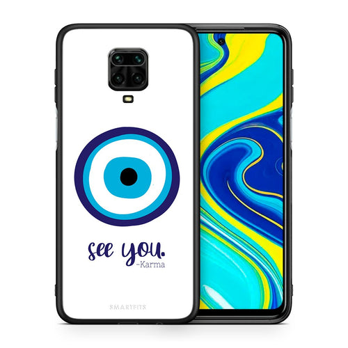 Θήκη Xiaomi Redmi Note 9S / 9 Pro Karma Says από τη Smartfits με σχέδιο στο πίσω μέρος και μαύρο περίβλημα | Xiaomi Redmi Note 9S / 9 Pro Karma Says case with colorful back and black bezels