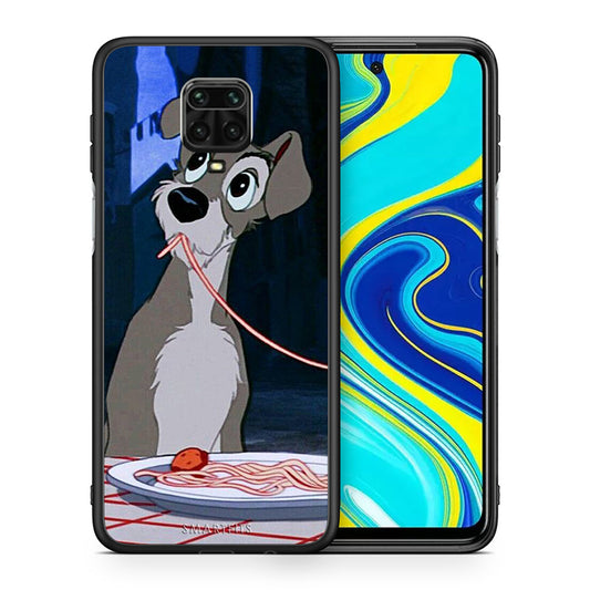 Θήκη Αγίου Βαλεντίνου Xiaomi Redmi Note 9S / 9 Pro Lady And Tramp 1 από τη Smartfits με σχέδιο στο πίσω μέρος και μαύρο περίβλημα | Xiaomi Redmi Note 9S / 9 Pro Lady And Tramp 1 case with colorful back and black bezels