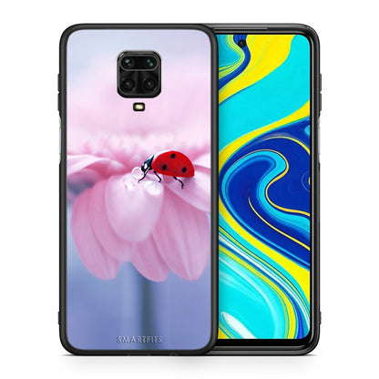 Θήκη Xiaomi Redmi Note 9S / 9 Pro Ladybug Flower από τη Smartfits με σχέδιο στο πίσω μέρος και μαύρο περίβλημα | Xiaomi Redmi Note 9S / 9 Pro Ladybug Flower case with colorful back and black bezels