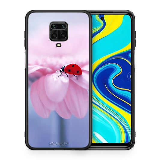 Θήκη Xiaomi Redmi Note 9S / 9 Pro Ladybug Flower από τη Smartfits με σχέδιο στο πίσω μέρος και μαύρο περίβλημα | Xiaomi Redmi Note 9S / 9 Pro Ladybug Flower case with colorful back and black bezels