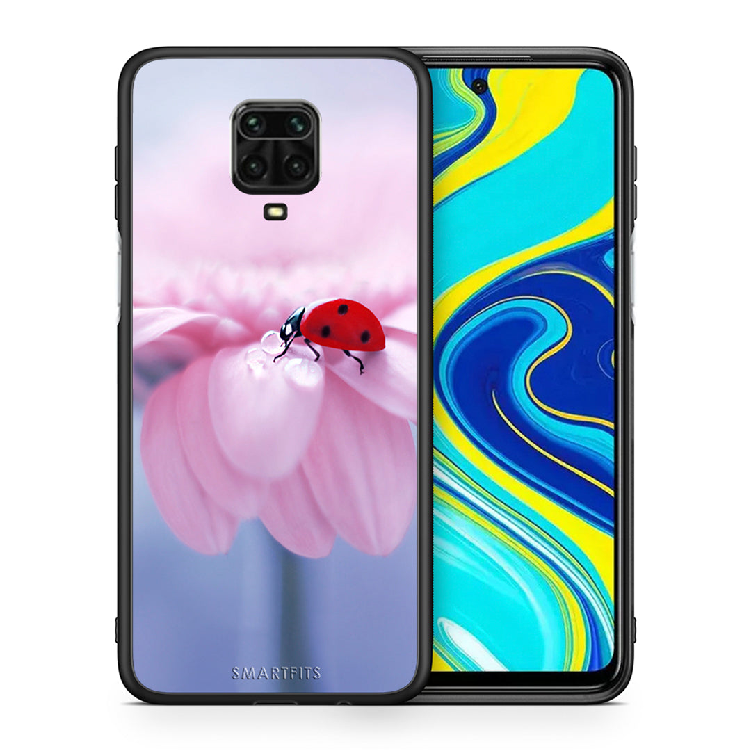 Θήκη Xiaomi Redmi Note 9S / 9 Pro Ladybug Flower από τη Smartfits με σχέδιο στο πίσω μέρος και μαύρο περίβλημα | Xiaomi Redmi Note 9S / 9 Pro Ladybug Flower case with colorful back and black bezels