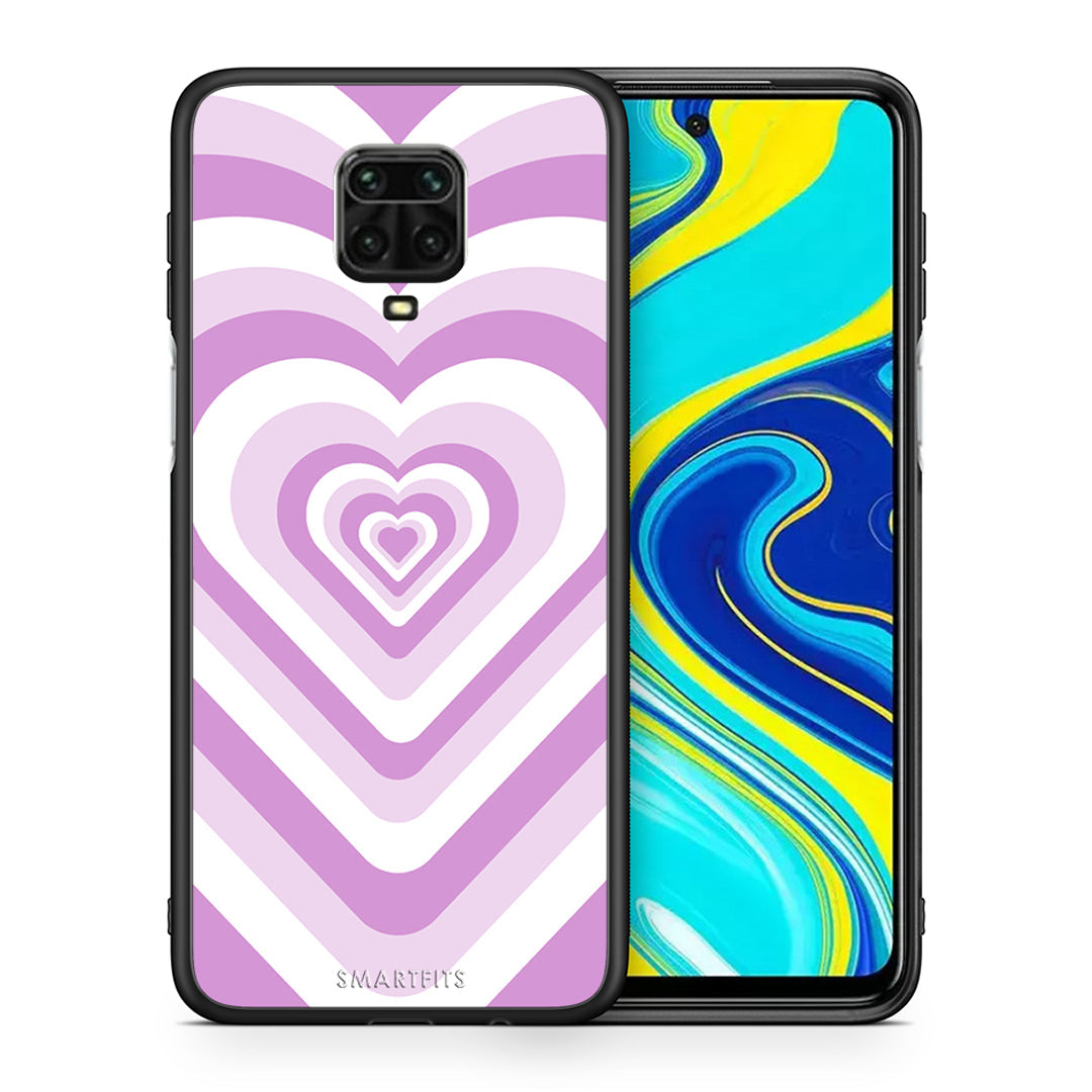 Θήκη Xiaomi Redmi Note 9S / 9 Pro Lilac Hearts από τη Smartfits με σχέδιο στο πίσω μέρος και μαύρο περίβλημα | Xiaomi Redmi Note 9S / 9 Pro Lilac Hearts case with colorful back and black bezels