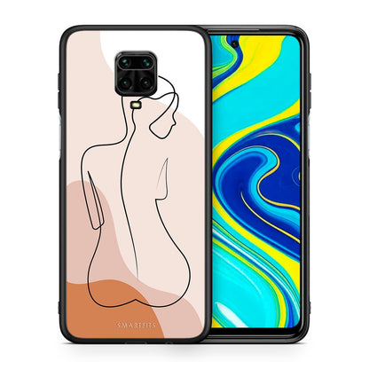 Θήκη Xiaomi Redmi Note 9S / 9 Pro LineArt Woman από τη Smartfits με σχέδιο στο πίσω μέρος και μαύρο περίβλημα | Xiaomi Redmi Note 9S / 9 Pro LineArt Woman case with colorful back and black bezels