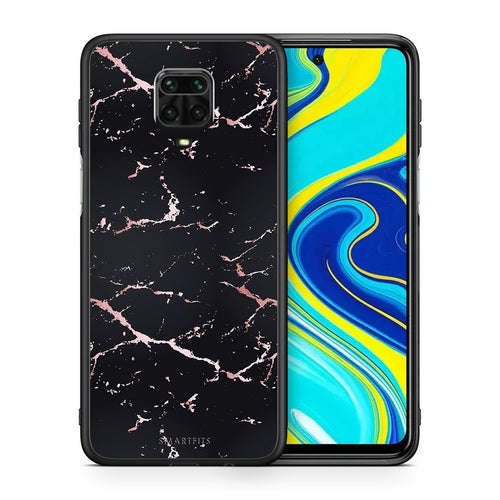 Θήκη Xiaomi Redmi Note 9S / 9 Pro Black Rosegold Marble από τη Smartfits με σχέδιο στο πίσω μέρος και μαύρο περίβλημα | Xiaomi Redmi Note 9S / 9 Pro Black Rosegold Marble case with colorful back and black bezels