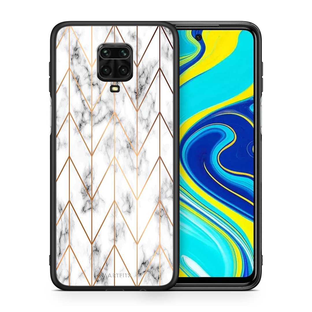 Θήκη Xiaomi Redmi Note 9S / 9 Pro Gold Geometric Marble από τη Smartfits με σχέδιο στο πίσω μέρος και μαύρο περίβλημα | Xiaomi Redmi Note 9S / 9 Pro Gold Geometric Marble case with colorful back and black bezels