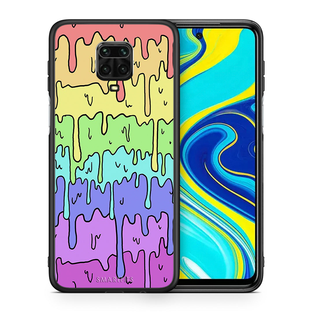 Θήκη Xiaomi Redmi Note 9S / 9 Pro Melting Rainbow από τη Smartfits με σχέδιο στο πίσω μέρος και μαύρο περίβλημα | Xiaomi Redmi Note 9S / 9 Pro Melting Rainbow case with colorful back and black bezels