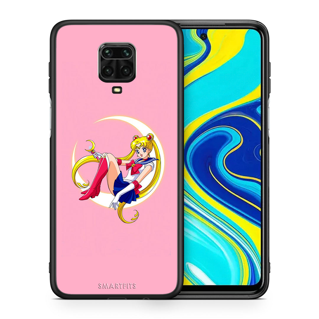 Θήκη Xiaomi Redmi Note 9S / 9 Pro Moon Girl από τη Smartfits με σχέδιο στο πίσω μέρος και μαύρο περίβλημα | Xiaomi Redmi Note 9S / 9 Pro Moon Girl case with colorful back and black bezels