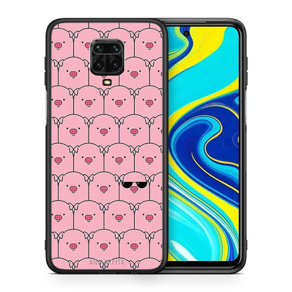 Θήκη Xiaomi Redmi Note 9S / 9 Pro Pig Glasses από τη Smartfits με σχέδιο στο πίσω μέρος και μαύρο περίβλημα | Xiaomi Redmi Note 9S / 9 Pro Pig Glasses case with colorful back and black bezels