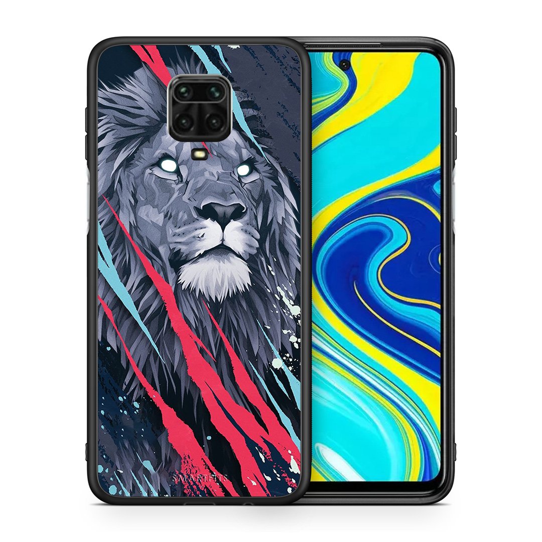 Θήκη Xiaomi Redmi Note 9S / 9 Pro Lion Designer PopArt από τη Smartfits με σχέδιο στο πίσω μέρος και μαύρο περίβλημα | Xiaomi Redmi Note 9S / 9 Pro Lion Designer PopArt case with colorful back and black bezels