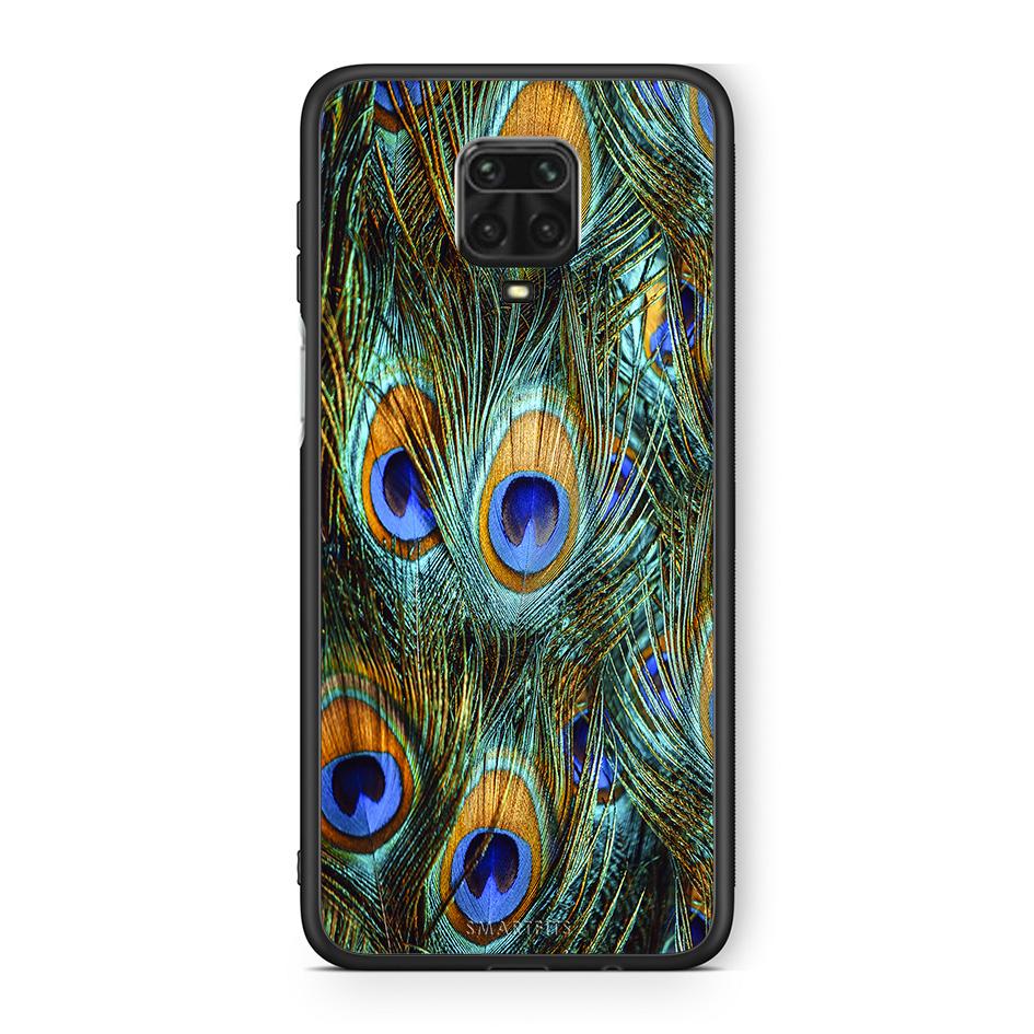 Xiaomi Redmi Note 9S / 9 Pro Real Peacock Feathers θήκη από τη Smartfits με σχέδιο στο πίσω μέρος και μαύρο περίβλημα | Smartphone case with colorful back and black bezels by Smartfits