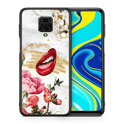 Θήκη Xiaomi Redmi Note 9S / 9 Pro Red Lips από τη Smartfits με σχέδιο στο πίσω μέρος και μαύρο περίβλημα | Xiaomi Redmi Note 9S / 9 Pro Red Lips case with colorful back and black bezels