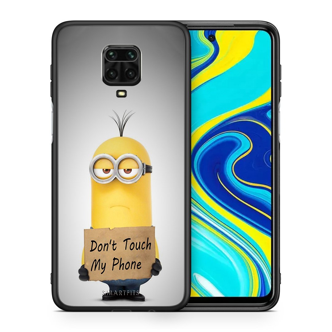 Θήκη Xiaomi Redmi Note 9S / 9 Pro Minion Text από τη Smartfits με σχέδιο στο πίσω μέρος και μαύρο περίβλημα | Xiaomi Redmi Note 9S / 9 Pro Minion Text case with colorful back and black bezels