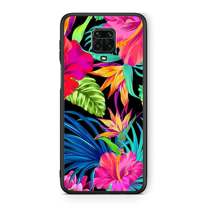 Xiaomi Redmi Note 9S / 9 Pro Tropical Flowers θήκη από τη Smartfits με σχέδιο στο πίσω μέρος και μαύρο περίβλημα | Smartphone case with colorful back and black bezels by Smartfits