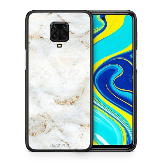 Θήκη Xiaomi Redmi Note 9S / 9 Pro White Gold Marble από τη Smartfits με σχέδιο στο πίσω μέρος και μαύρο περίβλημα | Xiaomi Redmi Note 9S / 9 Pro White Gold Marble case with colorful back and black bezels