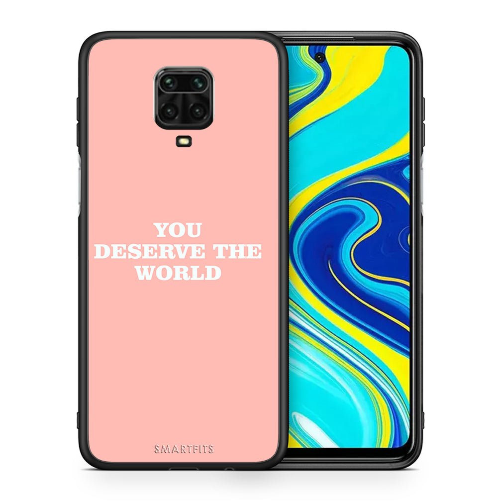 Θήκη Αγίου Βαλεντίνου Xiaomi Redmi Note 9S / 9 Pro You Deserve The World από τη Smartfits με σχέδιο στο πίσω μέρος και μαύρο περίβλημα | Xiaomi Redmi Note 9S / 9 Pro You Deserve The World case with colorful back and black bezels