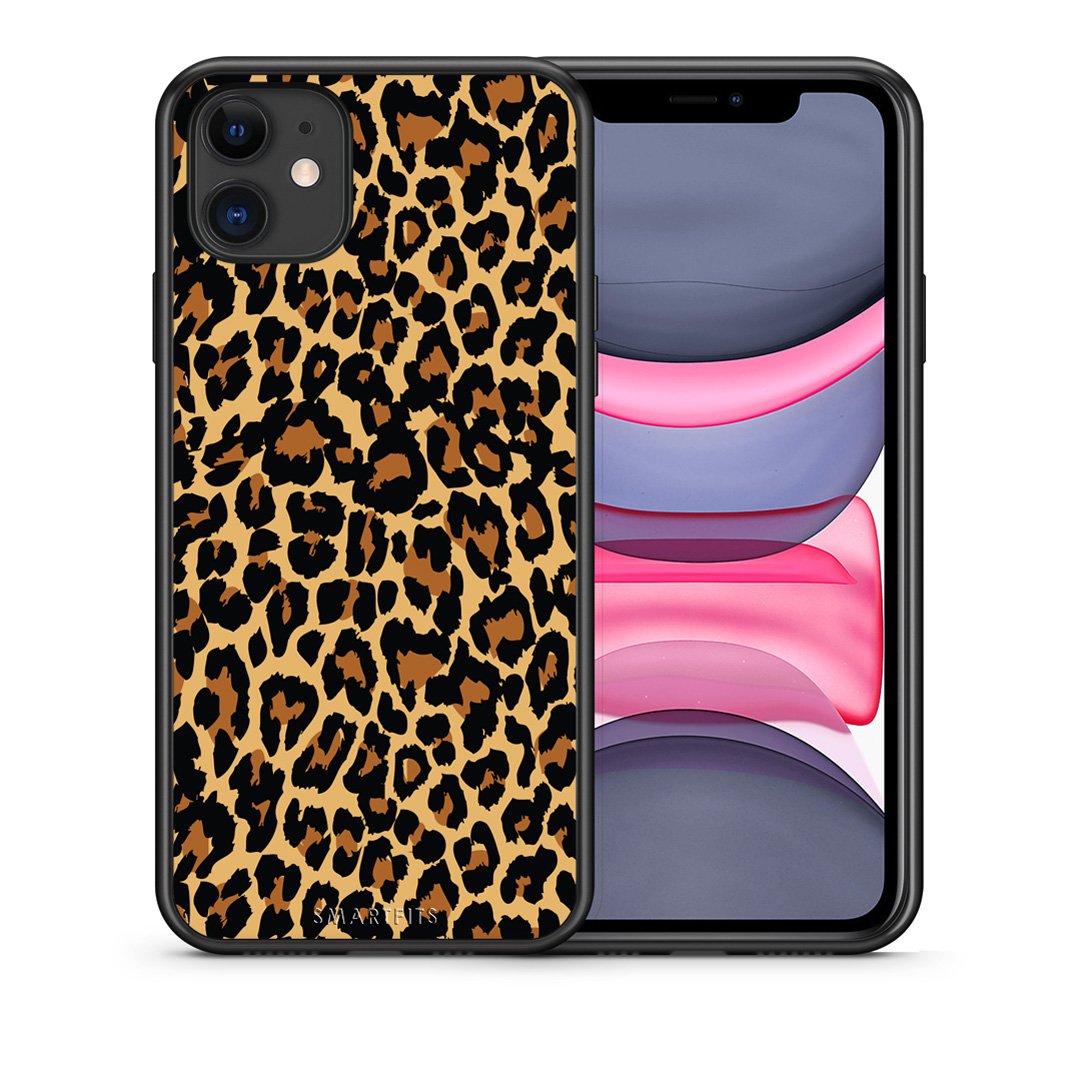 Θήκη iPhone 11 Leopard Animal από τη Smartfits με σχέδιο στο πίσω μέρος και μαύρο περίβλημα | iPhone 11 Leopard Animal case with colorful back and black bezels