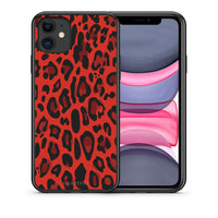 Thumbnail for Θήκη iPhone 11 Red Leopard Animal από τη Smartfits με σχέδιο στο πίσω μέρος και μαύρο περίβλημα | iPhone 11 Red Leopard Animal case with colorful back and black bezels