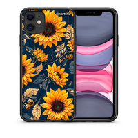 Thumbnail for Θήκη iPhone 11 Autumn Sunflowers από τη Smartfits με σχέδιο στο πίσω μέρος και μαύρο περίβλημα | iPhone 11 Autumn Sunflowers case with colorful back and black bezels