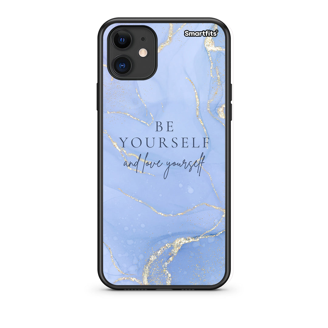 iPhone 11 Be Yourself Θήκη από τη Smartfits με σχέδιο στο πίσω μέρος και μαύρο περίβλημα | Smartphone case with colorful back and black bezels by Smartfits