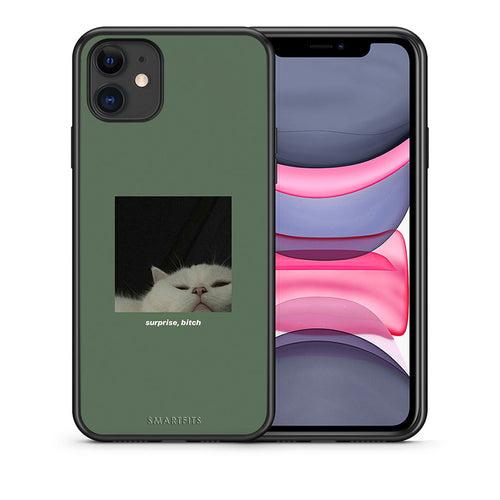 Θήκη iPhone 11 Bitch Surprise από τη Smartfits με σχέδιο στο πίσω μέρος και μαύρο περίβλημα | iPhone 11 Bitch Surprise case with colorful back and black bezels