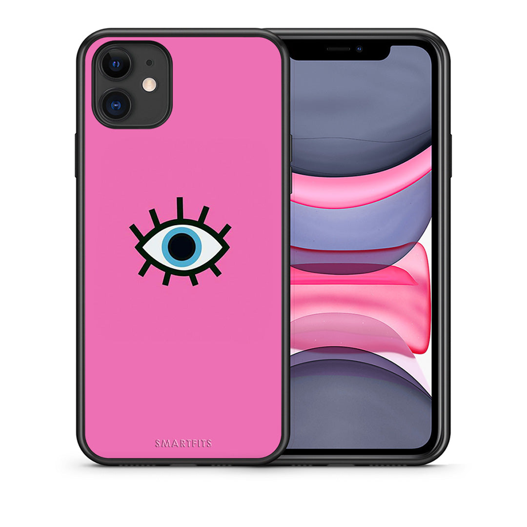 Θήκη iPhone 11 Blue Eye Pink από τη Smartfits με σχέδιο στο πίσω μέρος και μαύρο περίβλημα | iPhone 11 Blue Eye Pink case with colorful back and black bezels