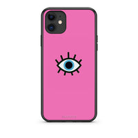 Thumbnail for iPhone 11 Blue Eye Pink θήκη από τη Smartfits με σχέδιο στο πίσω μέρος και μαύρο περίβλημα | Smartphone case with colorful back and black bezels by Smartfits