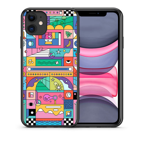 Θήκη iPhone 11 Bubbles Soap από τη Smartfits με σχέδιο στο πίσω μέρος και μαύρο περίβλημα | iPhone 11 Bubbles Soap case with colorful back and black bezels