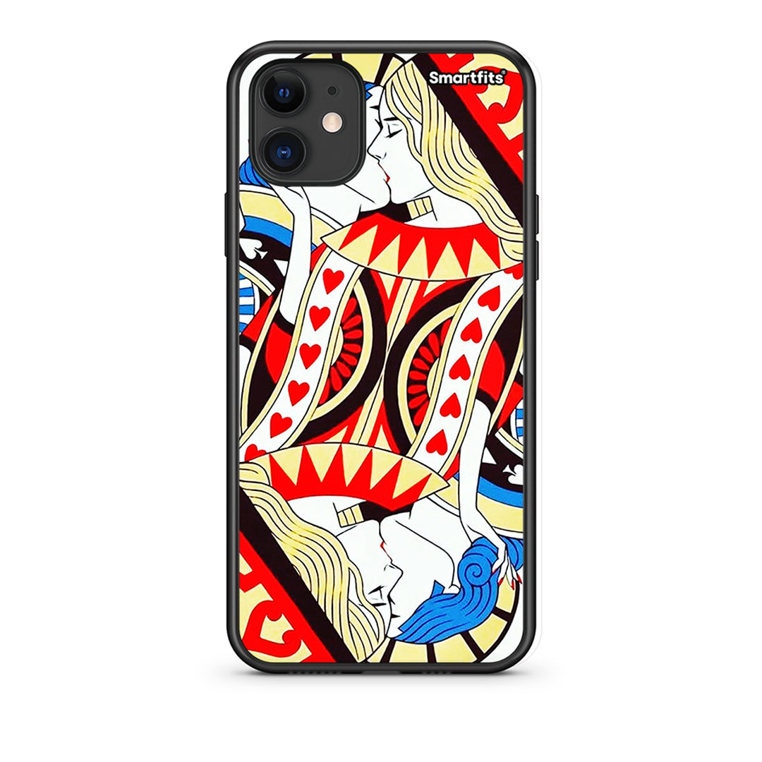 iPhone 11 Card Love Θήκη από τη Smartfits με σχέδιο στο πίσω μέρος και μαύρο περίβλημα | Smartphone case with colorful back and black bezels by Smartfits