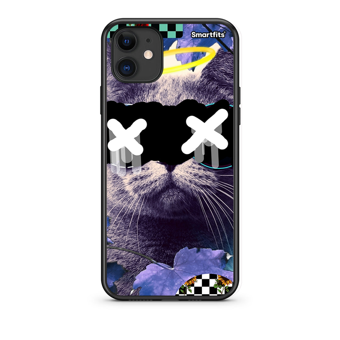 iPhone 11 Cat Collage Θήκη από τη Smartfits με σχέδιο στο πίσω μέρος και μαύρο περίβλημα | Smartphone case with colorful back and black bezels by Smartfits