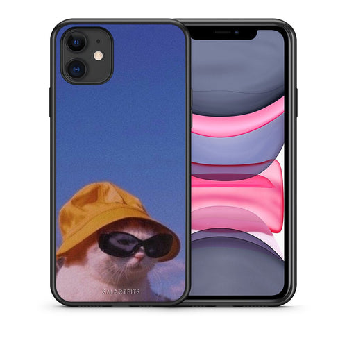 Θήκη iPhone 11 Cat Diva από τη Smartfits με σχέδιο στο πίσω μέρος και μαύρο περίβλημα | iPhone 11 Cat Diva case with colorful back and black bezels