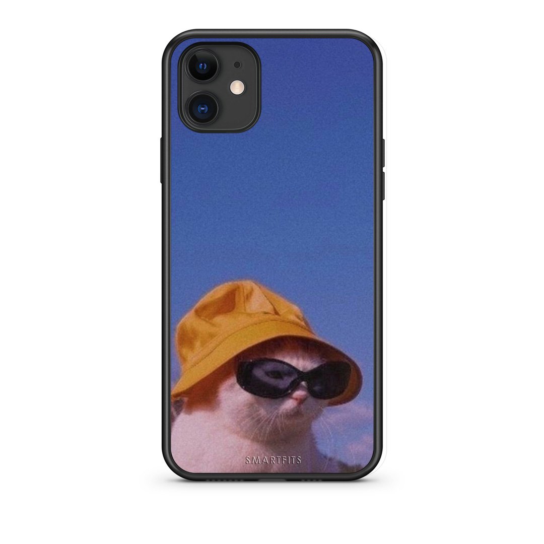 iPhone 11 Cat Diva θήκη από τη Smartfits με σχέδιο στο πίσω μέρος και μαύρο περίβλημα | Smartphone case with colorful back and black bezels by Smartfits