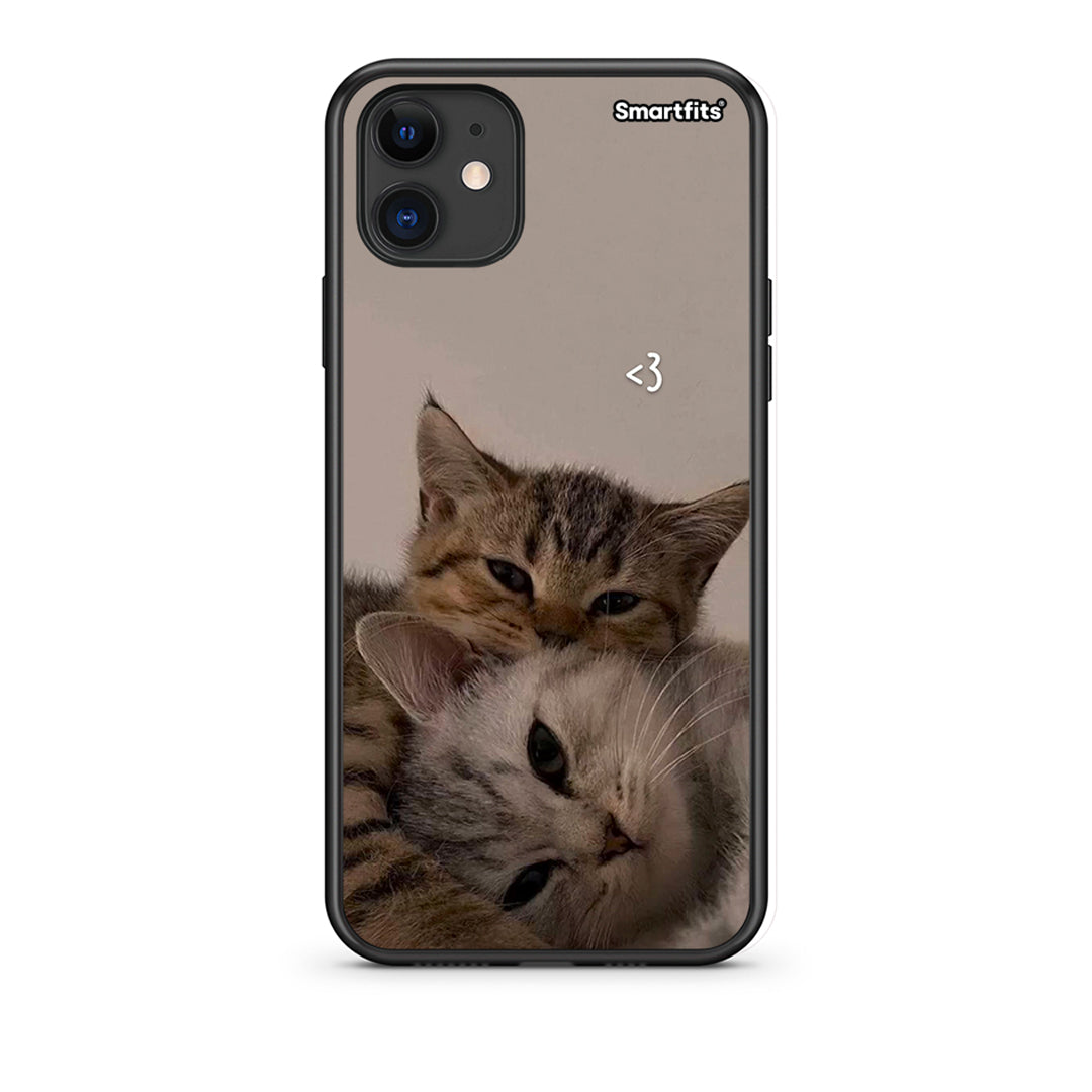 iPhone 11 Cats In Love Θήκη από τη Smartfits με σχέδιο στο πίσω μέρος και μαύρο περίβλημα | Smartphone case with colorful back and black bezels by Smartfits