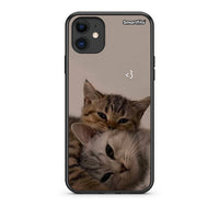 Thumbnail for iPhone 11 Cats In Love Θήκη από τη Smartfits με σχέδιο στο πίσω μέρος και μαύρο περίβλημα | Smartphone case with colorful back and black bezels by Smartfits