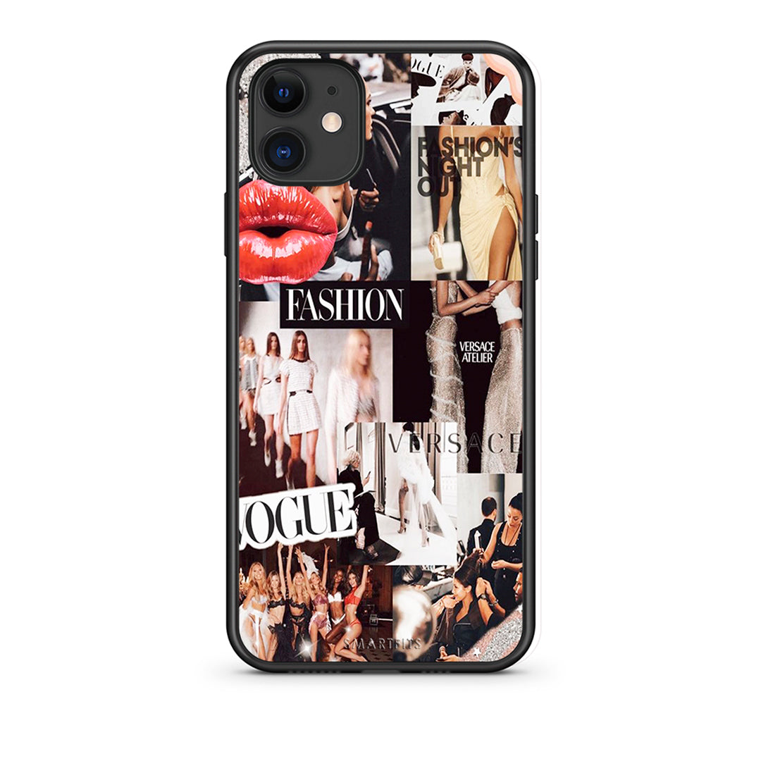 iPhone 11 Collage Fashion Θήκη Αγίου Βαλεντίνου από τη Smartfits με σχέδιο στο πίσω μέρος και μαύρο περίβλημα | Smartphone case with colorful back and black bezels by Smartfits