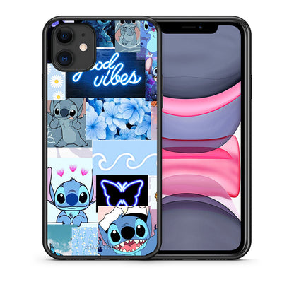 Θήκη Αγίου Βαλεντίνου iPhone 11 Collage Good Vibes από τη Smartfits με σχέδιο στο πίσω μέρος και μαύρο περίβλημα | iPhone 11 Collage Good Vibes case with colorful back and black bezels