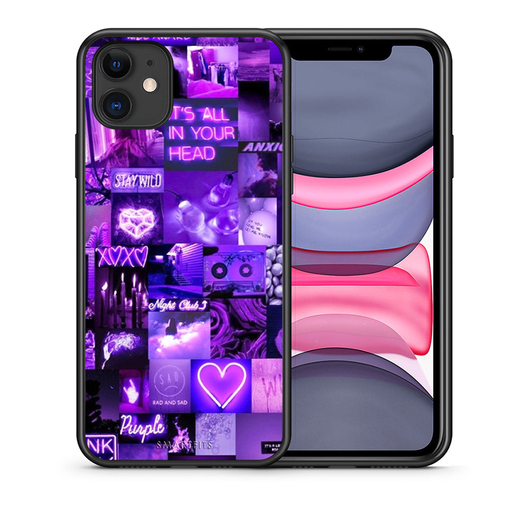 Θήκη Αγίου Βαλεντίνου iPhone 11 Collage Stay Wild από τη Smartfits με σχέδιο στο πίσω μέρος και μαύρο περίβλημα | iPhone 11 Collage Stay Wild case with colorful back and black bezels