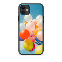 Thumbnail for iPhone 11 Colorful Balloons θήκη από τη Smartfits με σχέδιο στο πίσω μέρος και μαύρο περίβλημα | Smartphone case with colorful back and black bezels by Smartfits