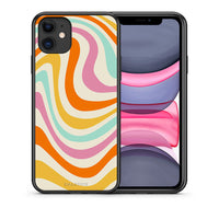 Thumbnail for Θήκη iPhone 11 Colourful Waves από τη Smartfits με σχέδιο στο πίσω μέρος και μαύρο περίβλημα | iPhone 11 Colourful Waves case with colorful back and black bezels