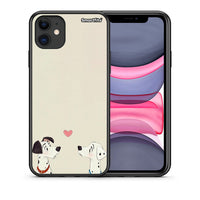 Thumbnail for Θήκη iPhone 11 Dalmatians Love από τη Smartfits με σχέδιο στο πίσω μέρος και μαύρο περίβλημα | iPhone 11 Dalmatians Love case with colorful back and black bezels