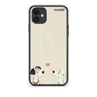 Thumbnail for iPhone 11 Dalmatians Love Θήκη από τη Smartfits με σχέδιο στο πίσω μέρος και μαύρο περίβλημα | Smartphone case with colorful back and black bezels by Smartfits