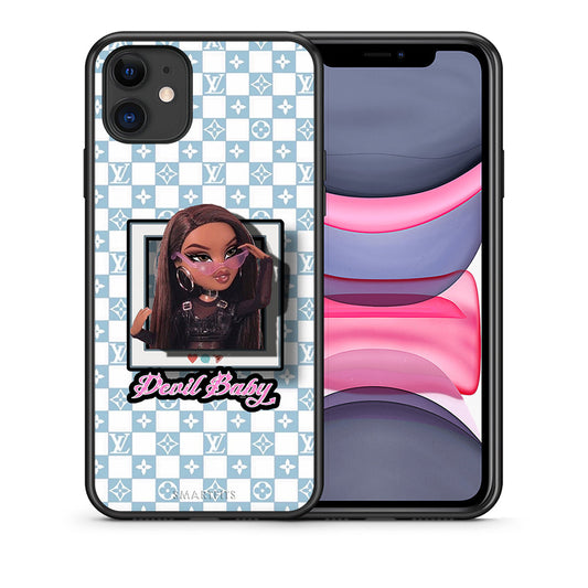 Θήκη Αγίου Βαλεντίνου iPhone 11 Devil Baby από τη Smartfits με σχέδιο στο πίσω μέρος και μαύρο περίβλημα | iPhone 11 Devil Baby case with colorful back and black bezels