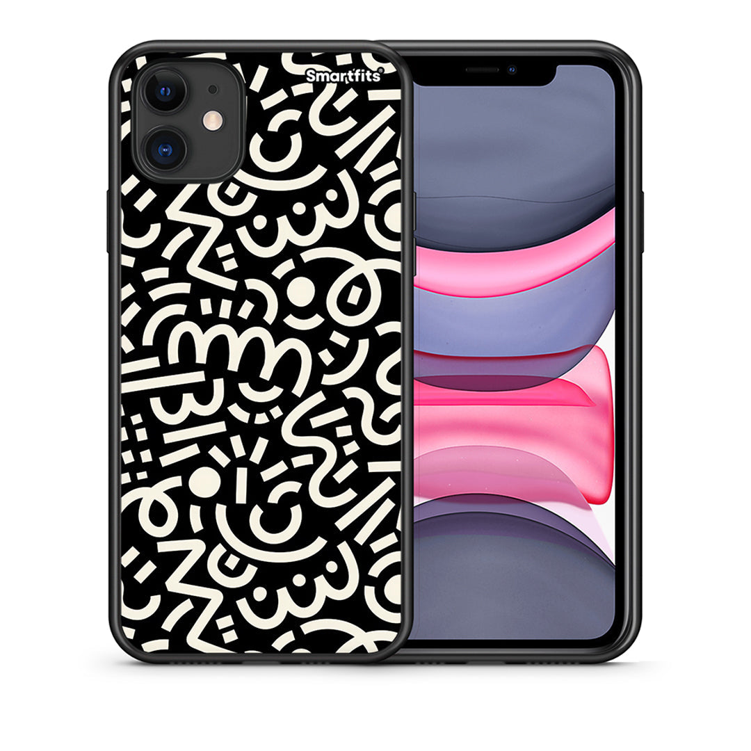 Θήκη iPhone 11 Doodle Art από τη Smartfits με σχέδιο στο πίσω μέρος και μαύρο περίβλημα | iPhone 11 Doodle Art case with colorful back and black bezels