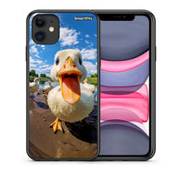 Thumbnail for Θήκη iPhone 11 Duck Face από τη Smartfits με σχέδιο στο πίσω μέρος και μαύρο περίβλημα | iPhone 11 Duck Face case with colorful back and black bezels