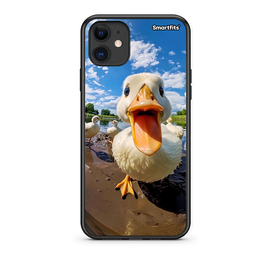 iPhone 11 Duck Face Θήκη από τη Smartfits με σχέδιο στο πίσω μέρος και μαύρο περίβλημα | Smartphone case with colorful back and black bezels by Smartfits
