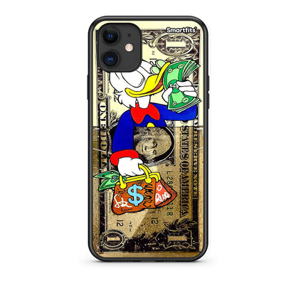 iPhone 11 Duck Money Θήκη από τη Smartfits με σχέδιο στο πίσω μέρος και μαύρο περίβλημα | Smartphone case with colorful back and black bezels by Smartfits