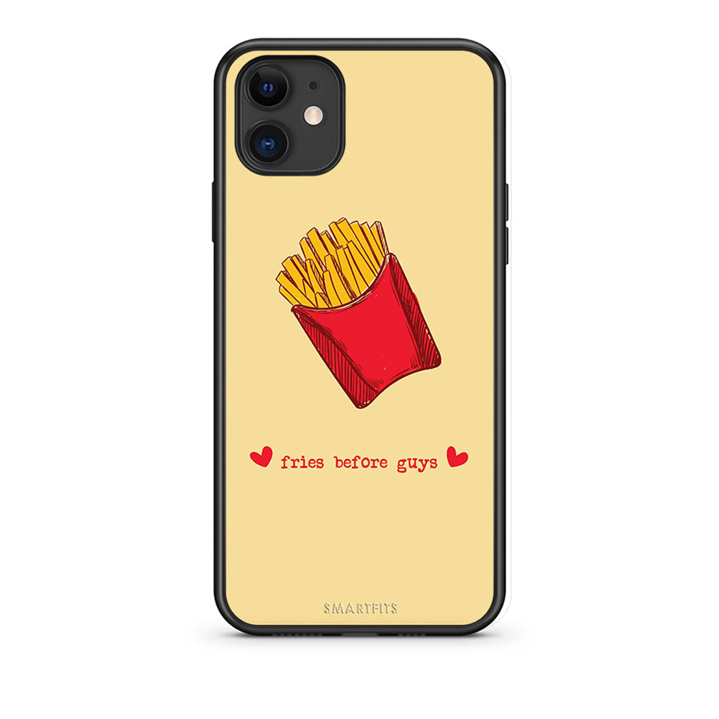 iPhone 11 Fries Before Guys Θήκη Αγίου Βαλεντίνου από τη Smartfits με σχέδιο στο πίσω μέρος και μαύρο περίβλημα | Smartphone case with colorful back and black bezels by Smartfits