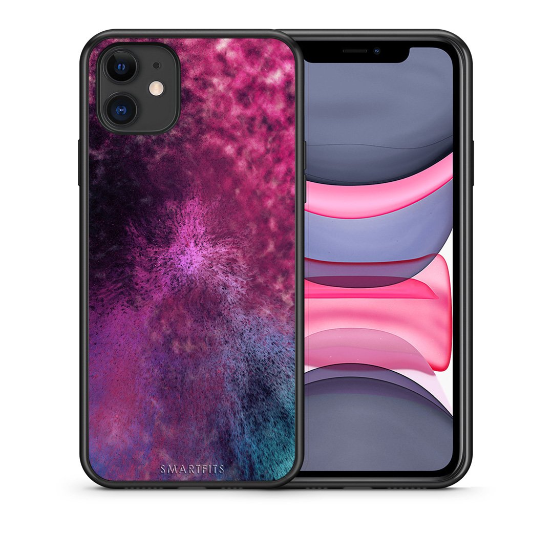 Θήκη iPhone 11 Aurora Galaxy από τη Smartfits με σχέδιο στο πίσω μέρος και μαύρο περίβλημα | iPhone 11 Aurora Galaxy case with colorful back and black bezels