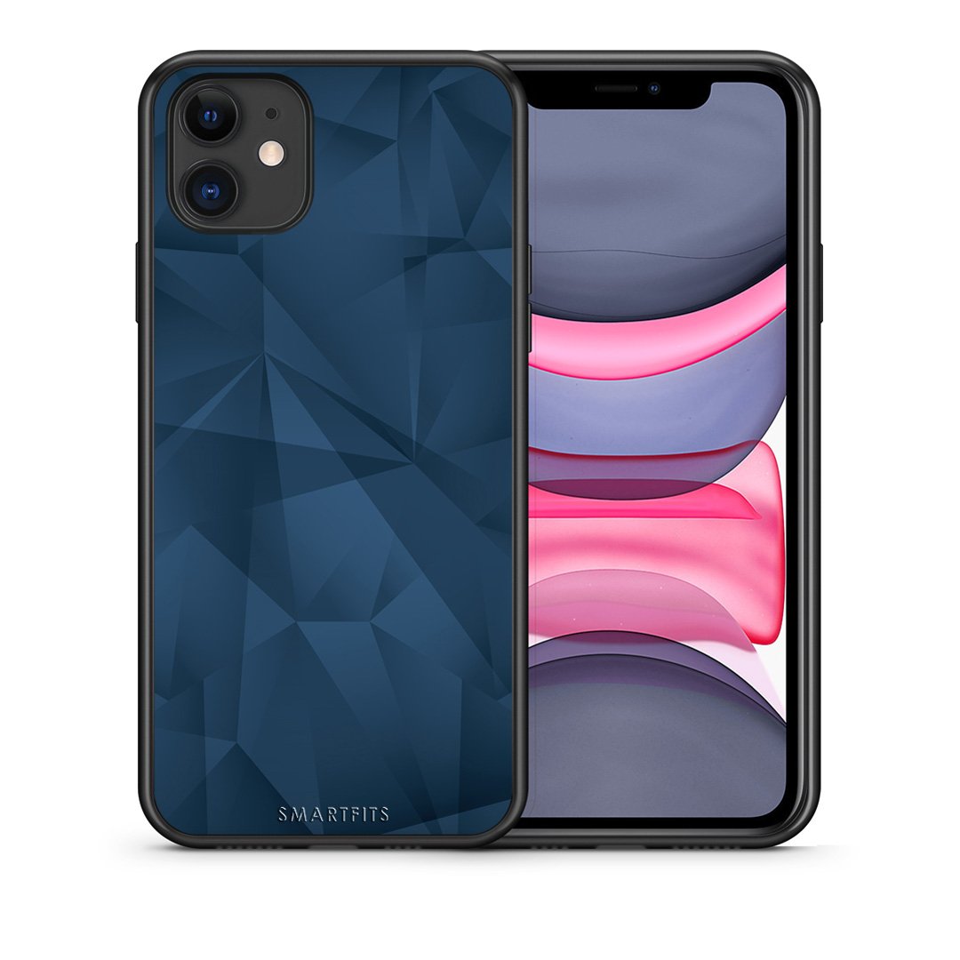 Θήκη iPhone 11 Blue Abstract Geometric από τη Smartfits με σχέδιο στο πίσω μέρος και μαύρο περίβλημα | iPhone 11 Blue Abstract Geometric case with colorful back and black bezels