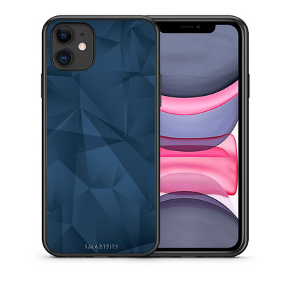 Θήκη iPhone 11 Blue Abstract Geometric από τη Smartfits με σχέδιο στο πίσω μέρος και μαύρο περίβλημα | iPhone 11 Blue Abstract Geometric case with colorful back and black bezels